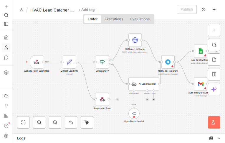 HVAC lead catcher automation with AI qualification